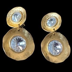 Vintage Signed Norma Jean Dangle Clip On Earrings Matte Gold